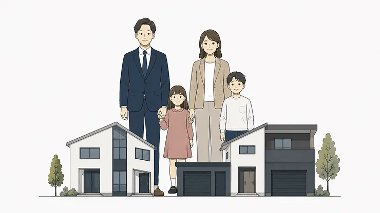家族構成に即した不動産の組み替えの事例イラスト